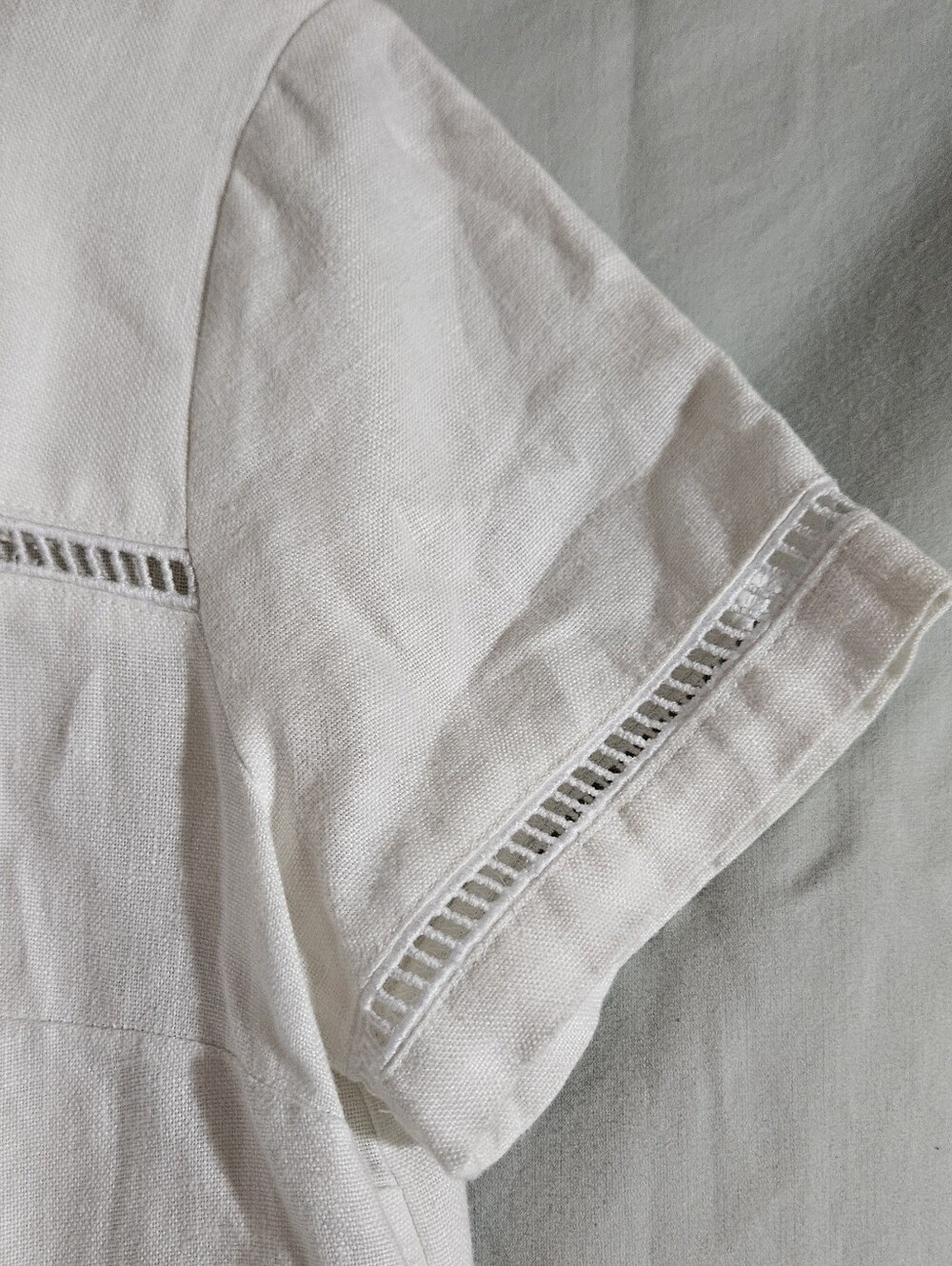 Vtg Michael Kors Linen White Eyelet Shift Dress - Picture 2 of 5